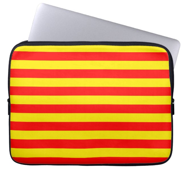 Rood-gele strepen ontwerp laptop sleeve (Voorkant)