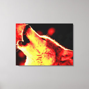 Rood gele tonnen grijze wolf omgepakt Canvas