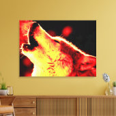 Rood gele tonnen grijze wolf omgepakt Canvas (Insitu (Woonkamer))