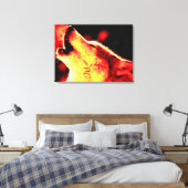 Rood gele tonnen grijze wolf omgepakt Canvas Afdruk (Insitu (Slaapkamer))