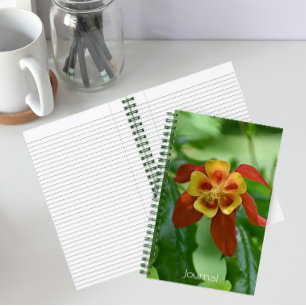 Rood-gele tweekleurige Columbine-bloem Notitieboek