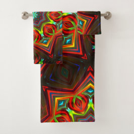 Rood gele, verdraaide sterrenkaleidoscoop met acht bad handdoek