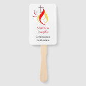 Rood gele vuurduif kruisbevestiging bewerkbaar handwaaier (Voorkant)