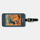 Rood-geleide vrouw wacht op Poster vogels op ballo Bagagelabel (Voorkant horizontaal)