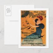 Rood-geleide vrouw wacht op Poster vogels op ballo Briefkaart (Voorkant / Achterkant)