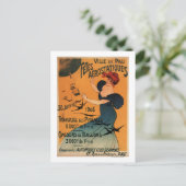 Rood-geleide vrouw wacht op Poster vogels op ballo Briefkaart (Staand voorkant)