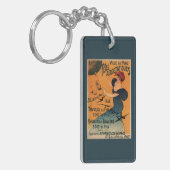 Rood-geleide vrouw wacht op Poster vogels op ballo Sleutelhanger (Voorkant Links)