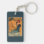 Rood-geleide vrouw wacht op Poster vogels op ballo Sleutelhanger (achterkant)