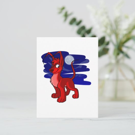 Rood Gelert per maanlicht Briefkaart (Staand voorkant)