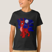Rood Gelert per maanlicht T-shirt (Voorkant)