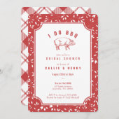 Rood gelid varken I DO BBQ Bridal Shower Invitatio Kaart (Voorkant / Achterkant)