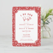Rood gelid varken I DO BBQ Bridal Shower Invitatio Kaart (Staand voorkant)