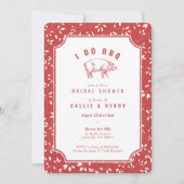 Rood gelid varken I DO BBQ Bridal Shower Invitatio Kaart (Voorkant)