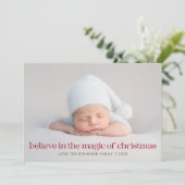 Rood Geloof In De Magie Van Kerstfoto Feestdagenkaart (Staand voorkant)