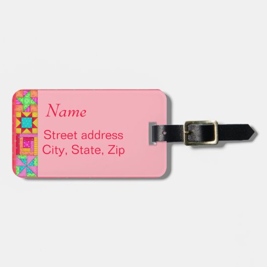 Rood gelt blokbagage of Label naaimachine Bagagelabel (Voorkant horizontaal)