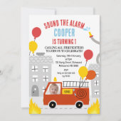 Rood geluid De alarmbrandweerauto 1e verjaardag Kaart (Voorkant)