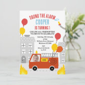 Rood geluid De alarmbrandweerauto 1e verjaardag Kaart (Staand voorkant)