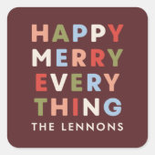 Rood Gelukkig Prettig Vrolijk Kerst Alles Sticker (Voorkant)