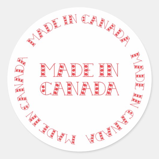 Rood gemaakt in Canada Ronde Sticker (Voorkant)
