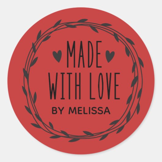 Rood gemaakt met liefde Classic Ronde Sticker (Voorkant)