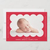 Rood gematigd gescand foto Lijst geboorte Aankondiging (Voorkant)
