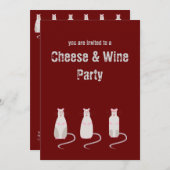 Rood-Geogde Ratten Kaas en Wijn Partij Uitnodiging (Voorkant / Achterkant)
