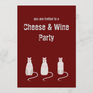 Rood-Geogde Ratten Kaas en Wijn Partij Uitnodiging