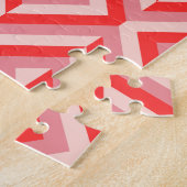 Rood Geometrisch Diamantpatroon frustrerend Legpuzzel (Zijkant)