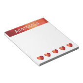 Rood geometrisch hart en gepersonaliseerde naam li notitieblok (Schuin)