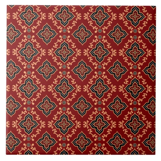 rood geometrisch indiaans patroon tegeltje (Voorkant)