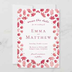 Rood Geometrisch Ingewikkeld Patroon met QR Save The Date