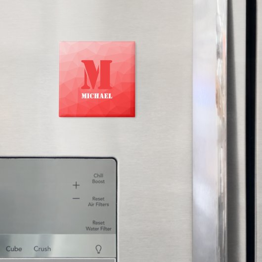 Rood geometrisch maaspatroon Monogram Magneet (Insitu (Koelkast))