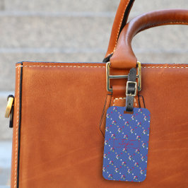 Rood geometrisch minimalistisch blauw patroon Baga Bagagelabel