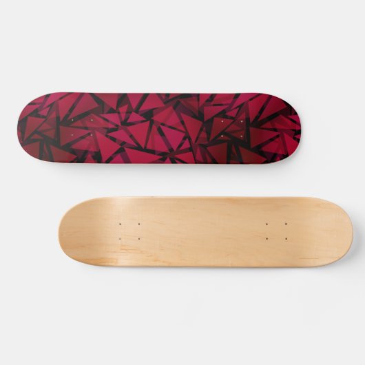 Rood geometrisch modern veelhoekig patroon persoonlijk skateboard (Horizontaal)