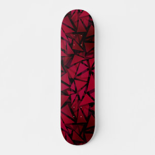 Rood geometrisch modern veelhoekig patroon persoonlijk skateboard