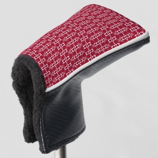 Rood geometrisch ornament retro golfheadcover (3/4 voorkant)