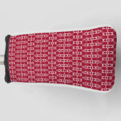 Rood geometrisch ornament retro golfheadcover (Voorkant)