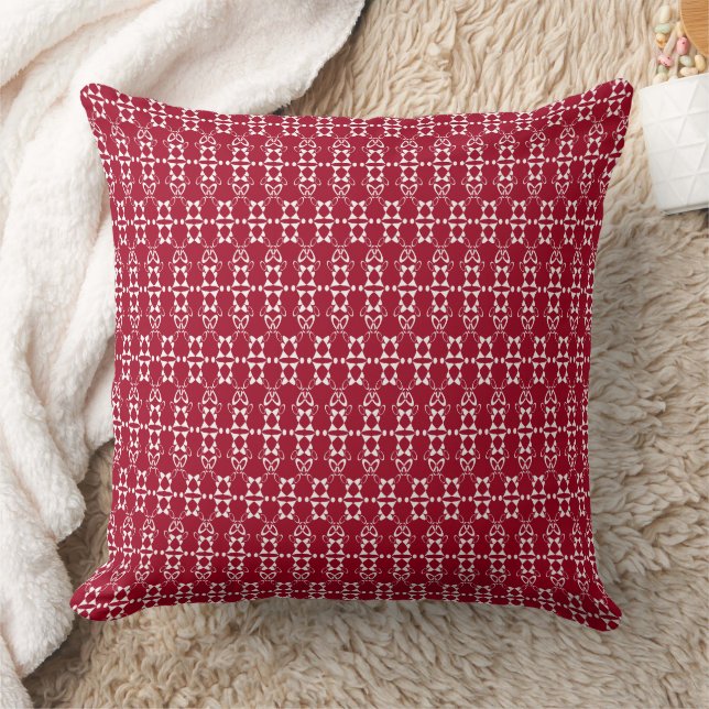 Rood geometrisch ornament retro kussen (Deken)