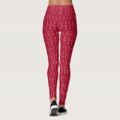 Rood geometrisch ornament retro leggings (Achterkant)