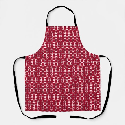 Rood geometrisch ornament retro schort (Voorkant)