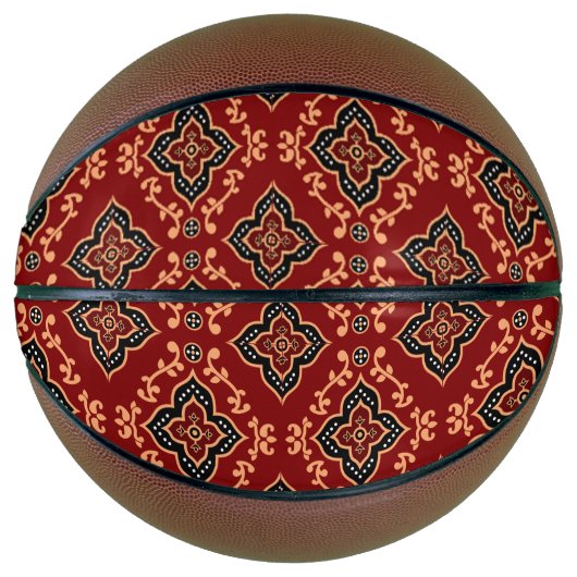 Rood geometrisch patroon / Indiase print Basketbal (Voorkant)