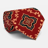 Rood geometrisch patroon / Indiase print Stropdas (Opgerold)