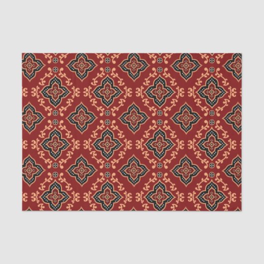 Rood geometrisch patroon / Indiase print Tissuepapier (Voorkant)