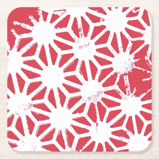 Rood geometrisch patroon kartonnen onderzetters (Voorkant)
