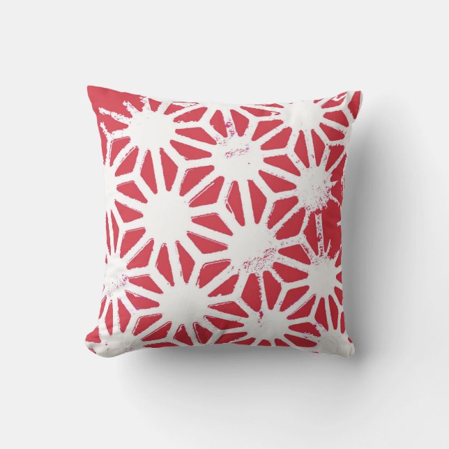Rood geometrisch patroon kussen (Voorkant)