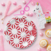 Rood geometrisch patroon papieren bordje (Feest)