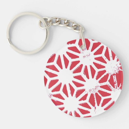 Rood geometrisch patroon sleutelhanger (Voorkant)