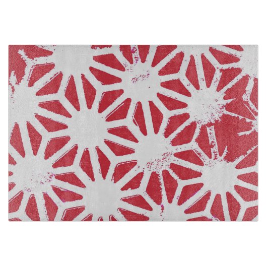 Rood geometrisch patroon snijplank (Voorkant)