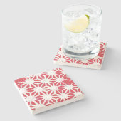 Rood geometrisch patroon stenen onderzetter (Zijkant)