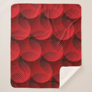 Rood Geometrisch: Raster Line Art Sherpa Deken